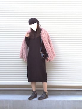 「DHOLIC（ディーホリック）のアイテム（その他アウター）」を使った、CHIAKIさん（レディース・168cm）の冬コーディネート