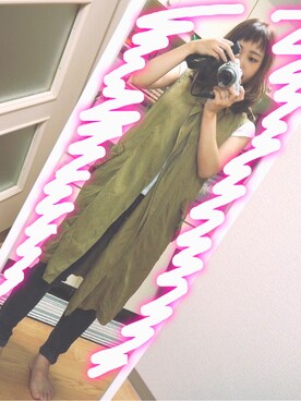 「リブT」｜「アイテム（その他アウター）」を使った、ikeさん（レディース・150cm）の秋コーディネート