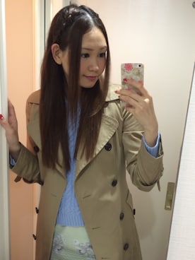 「BURBERRY BLUE LABEL（バーバリーブルーレーベル）のアイテム（トレンチコート、ベージュ系）」を使った、てゃんさんさん（レディース・170cm）の夏コーディネート