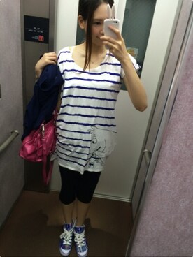 「Design Tshirts Store graniph（デザイン　ティーシャツ　ストア　グラニフ）のアイテム（ワンピース、ホワイト系）」を使った、てゃんさんさん（レディース・170cm）の夏コーディネート