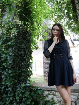 「SPIRALGIRL（スパイラルガール）のアイテム（ワンピース、ブルー系）」を使った、てゃんさんさん（レディース・170cm）の夏コーディネート