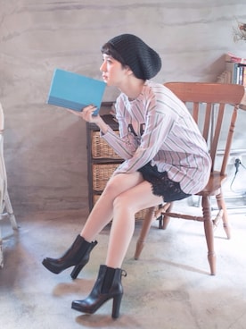 「アイテム（チュニック）」を使った、MIHARA.com.twさん（レディース・165cm）の冬コーディネート