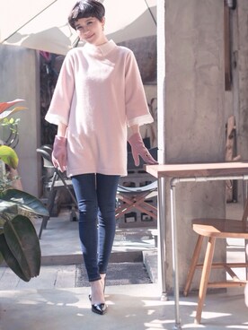 「アイテム（手袋、ピンク系）」を使った、MIHARA.com.twさん（レディース・165cm）の冬コーディネート