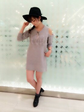 「dazzlin（ダズリン）のアイテム（帽子）」を使った、dazzlin SHOP STAFFさん（レディース・160cm）の秋コーディネート