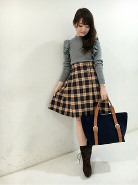 「#チェック」｜「アイテム（ワンピース/ドレス）」を使った、dazzlin SHOP STAFFさん（レディース・160cm）の冬コーディネート