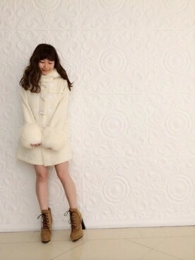 「dazzlin（ダズリン）のアイテム（ダッフルコート）」を使った、dazzlin SHOP STAFFさん（レディース・160cm）の冬コーディネート