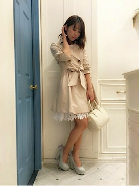 「＃ワンピース」｜「アイテム（トレンチコート）」を使った、dazzlin SHOP STAFFさん（レディース・160cm）の冬コーディネート