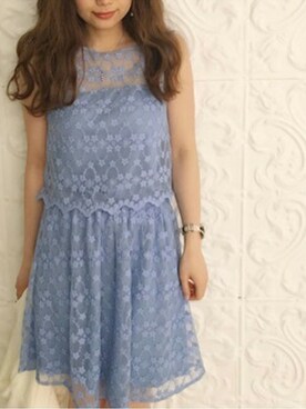 「#ブルー」｜「アイテム（ワンピース/ドレス）」を使った、dazzlin SHOP STAFFさん（レディース・160cm）の春コーディネート