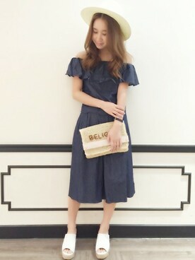 「＃デニム」｜「アイテム（ワンピース/ドレス）」を使った、dazzlin SHOP STAFFさん（レディース・160cm）の春コーディネート