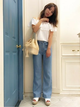 「＃デニム」｜「アイテム（ワンピース/ドレス）」を使った、dazzlin SHOP STAFFさん（レディース・160cm）の夏コーディネート