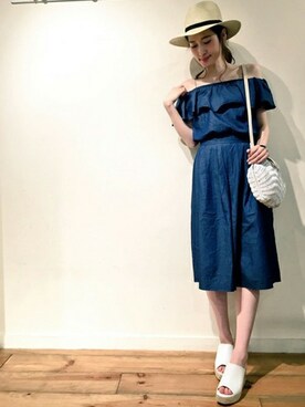 「＃デニム」｜「アイテム（ワンピース/ドレス）」を使った、dazzlin SHOP STAFFさん（レディース・160cm）の夏コーディネート