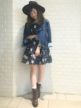 「＃デニム」｜「アイテム（帽子）」を使った、dazzlin SHOP STAFFさん（レディース・160cm）の夏コーディネート