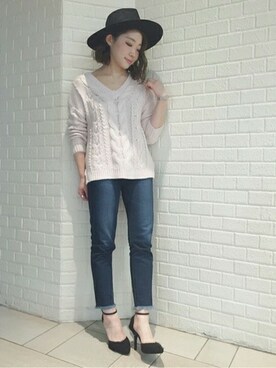 「＃デニム」｜「アイテム（帽子）」を使った、dazzlin SHOP STAFFさん（レディース・160cm）の秋コーディネート