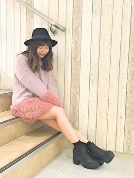 「dazzlin（ダズリン）のアイテム（帽子）」を使った、dazzlin SHOP STAFFさん（レディース・160cm）の秋コーディネート