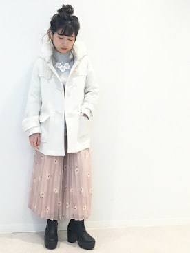 「dazzlin（ダズリン）のアイテム（ダッフルコート）」を使った、dazzlin SHOP STAFFさん（レディース・160cm）の冬コーディネート