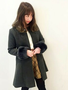 「＃ワンピース」｜「アイテム（その他アウター）」を使った、dazzlin SHOP STAFFさん（レディース・160cm）の冬コーディネート