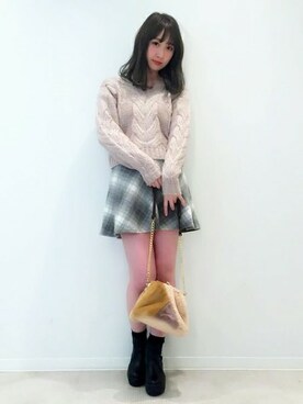 「#チェック」｜「アイテム（ワンピース/ドレス）」を使った、dazzlin SHOP STAFFさん（レディース・160cm）の冬コーディネート