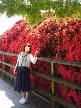 「GU（ジーユー）のアイテム（その他パンツ、ブルー系）」を使った、sayaさん（レディース・166cm）の春コーディネート