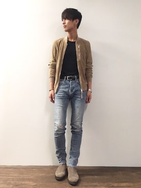 「ALLSAINTS（オールセインツ）のアイテム（ブルゾン）」を使った、Bonさん（メンズ・180cm）の秋コーディネート