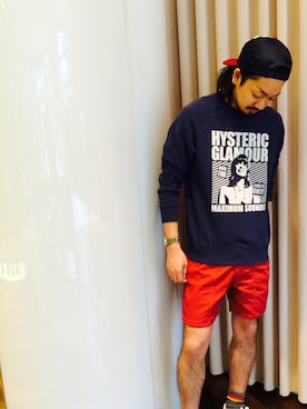 「メッシュキャップ」｜「アイテム（スウェット）」を使った、matsuさん（メンズ・175cm）の春コーディネート