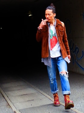 「VINTAGE（ヴィンテージ）のアイテム（福袋/福箱）」を使った、WILD☆CATさん（メンズ・176cm）の春コーディネート