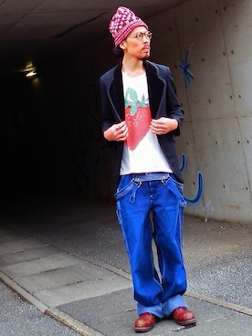 「ニットキャップ」｜「アイテム（オールインワン・サロペット）」を使った、WILD☆CATさん（メンズ・176cm）の春コーディネート