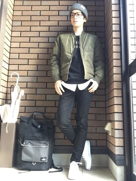 「アイテム（MA-1）」を使った、かずあきさん（メンズ・173cm・10代）の秋コーディネート