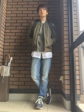 「アイテム（MA-1）」を使った、かずあきさん（メンズ・173cm・10代）の秋コーディネート