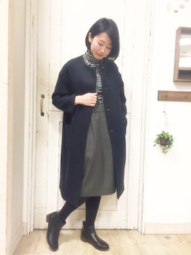 「studio CLIP（スタディオクリップ）のアイテム（ノーカラージャケット）」を使った、studio CLIPテラスモール湘南店さん（レディース・165cm）の秋コーディネート