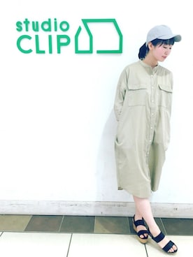 「ウェッジソール」｜「アイテム（シャツワンピース）」を使った、studio CLIPテラスモール湘南店さん（レディース・165cm）の春コーディネート