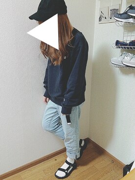 「スポサン」｜「アイテム（スウェット）」を使った、なつぽんさん（レディース・156cm）の春コーディネート