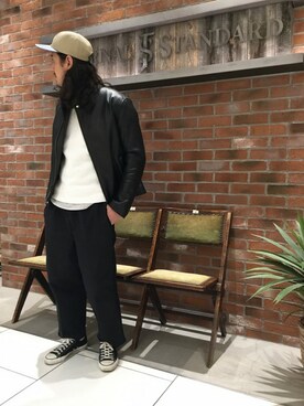 「JOURNAL STANDARD（ジャーナルスタンダード）のアイテム（ライダースジャケット）」を使った、Ryougoさん（メンズ・175cm）の冬コーディネート
