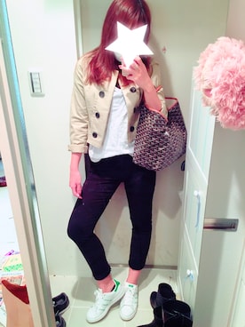 「ジム」｜「アイテム（トレンチコート）」を使った、ELEさん（レディース・160cm）の春コーディネート