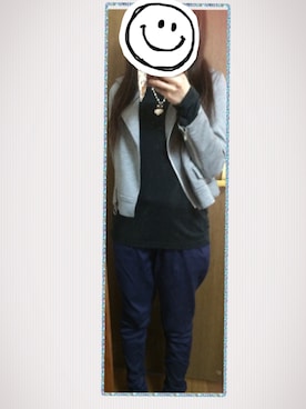 「ADAM ET ROPE'（アダムエロペ）のアイテム（ライダースジャケット）」を使った、kogumaさん（レディース・155cm）の冬コーディネート