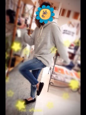 「Ungrid（アングリッド）のフレイドヘムストスリ（デニムパンツ）」を使った、riii0412さん（レディース・151cm）の春コーディネート