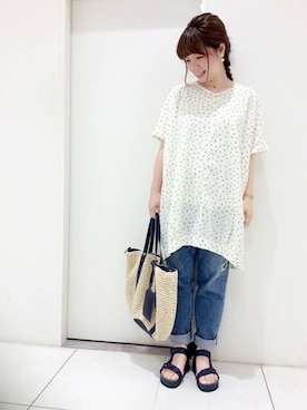 「アイテム（シューズ、ブルー系）」を使った、pualcecin_kagoshimaさん（レディース・153cm）の夏コーディネート