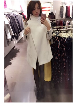 「MANGO（マンゴ）のアイテム（ノーカラージャケット）」を使った、Ruby林珮瑩さん（レディース・158cm）の冬コーディネート