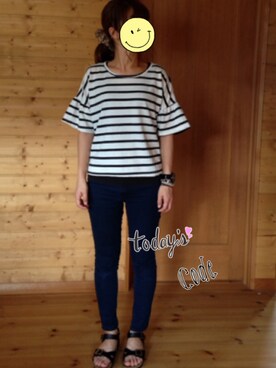 「coca（ANDEX shoes product）（コカ）のアイテム（Tシャツ/カットソー）」を使った、kana◟̑◞̑♡さん（レディース・158cm）の夏コーディネート