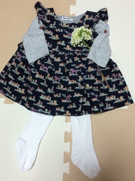 「Handmade（ハンドメイド）のアイテム（チュニック）」を使った、pippiさん（キッズ・80cm）の秋コーディネート