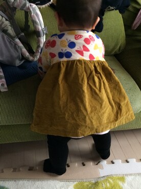 「Handmade（ハンドメイド）のアイテム（チュニック）」を使った、pippiさん（キッズ・80cm）の冬コーディネート