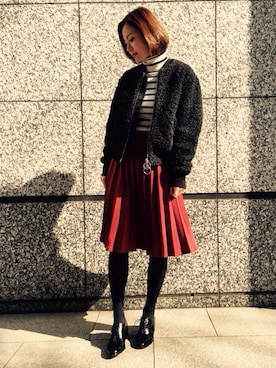 「ボーダーニット」｜IMAEDA2さん（レディース・167cm）の冬コーディネート