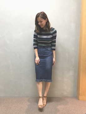 「アイテム（デニムスカート）」を使った、IMAEDA2さん（レディース・167cm・20代）の春コーディネート