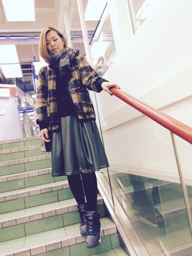 「skirt」｜「アイテム（その他アウター）」を使った、MaVis.Kさん（レディース・163cm）の冬コーディネート