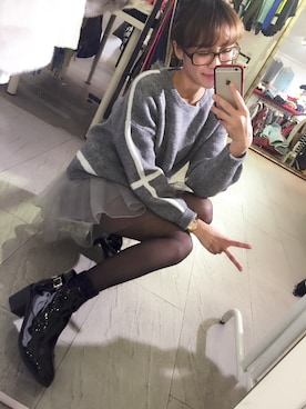 「毛衣」｜「アイテム（ワンピース/ドレス）」を使った、吉娃斯さん（レディース・156cm）の冬コーディネート