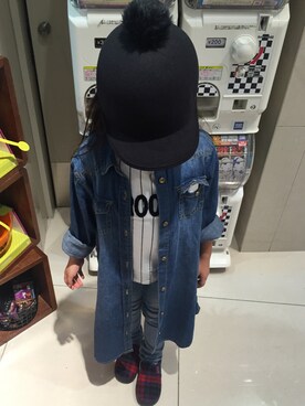 「デニムワンピース」｜Lioさん（キッズ・110cm）の秋コーディネート