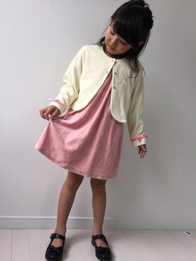 「MIKI HOUSE（ミキハウス）のアイテム（ノーカラージャケット）」を使った、mashoraさん（キッズ・110cm）の秋コーディネート