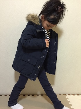 「GAP（ギャップ）のアイテム（モッズコート）」を使った、mashoraさん（キッズ・110cm）の冬コーディネート