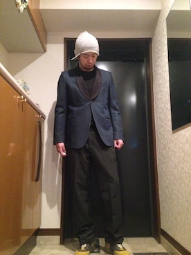 「yellow」｜「アイテム（ニットキャップ/ビーニー）」を使った、kijiさん（メンズ・180cm）の春コーディネート