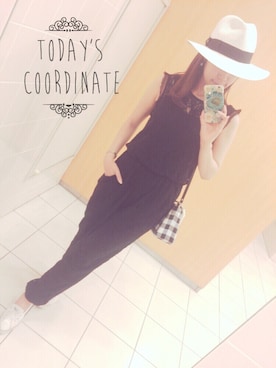 「ブラック×ホワイト」｜「アイテム（オールインワン・サロペット）」を使った、Non*さん（レディース・159cm）の夏コーディネート
