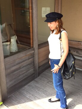 「ハンチング」｜「アイテム（バレエシューズ）」を使った、yukarin213さん（レディース・150cm）の夏コーディネート